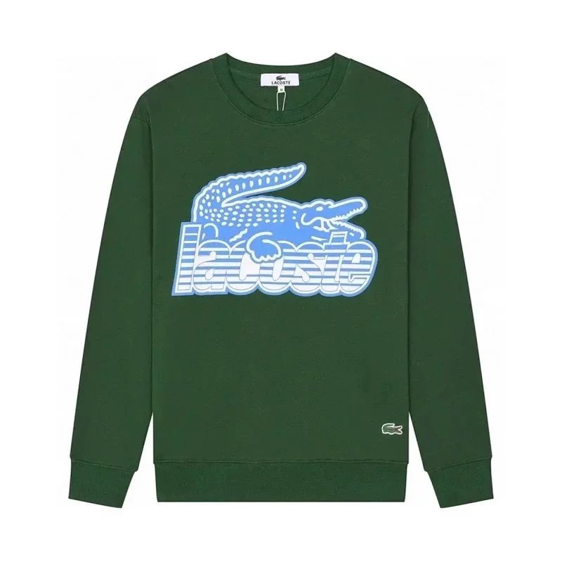 Green background blue crocodile hoodie 002